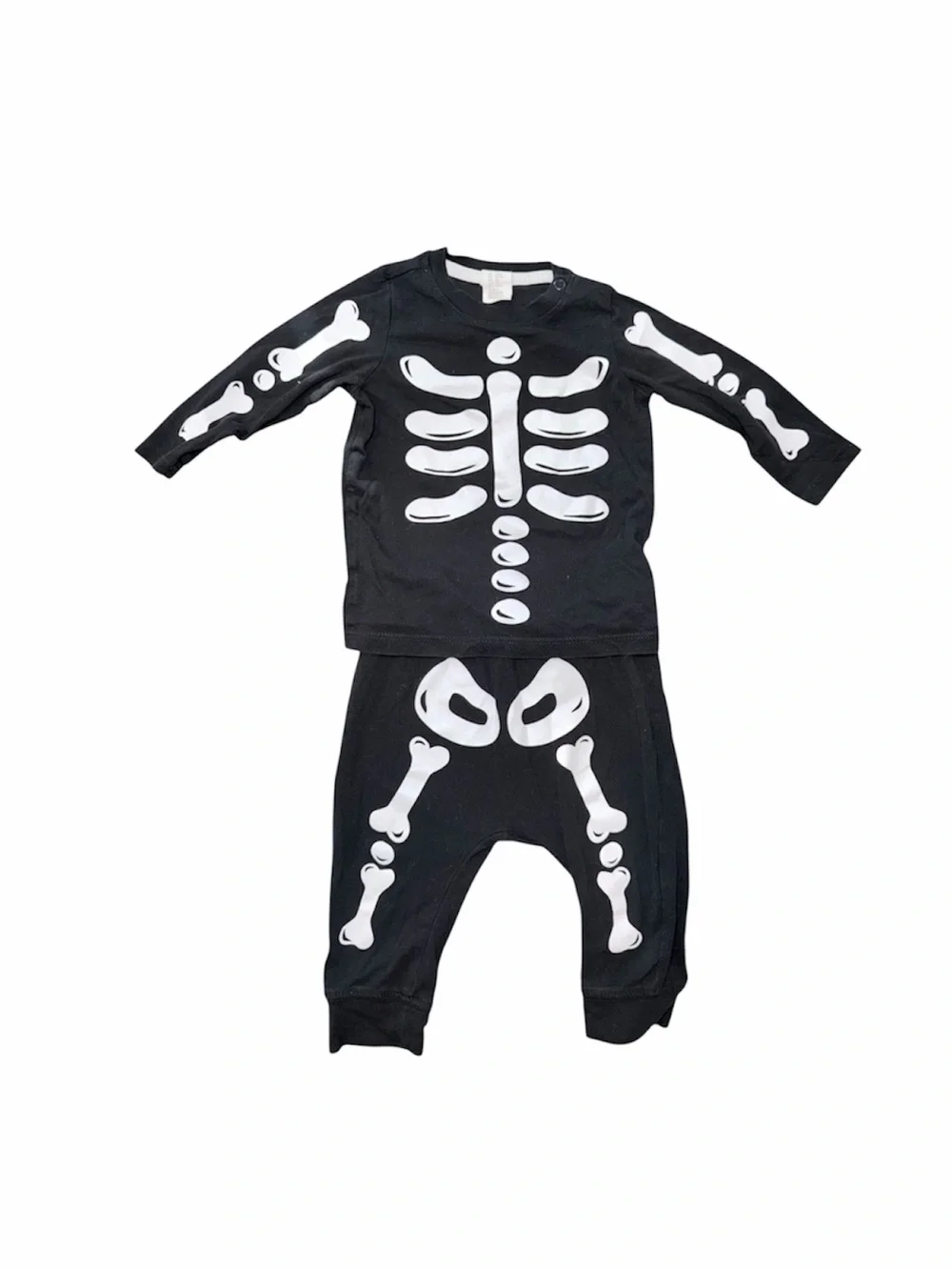 H&M Baby Skeleton Print 2 Piece Set Halloween Costume Unisex Size 6 Months